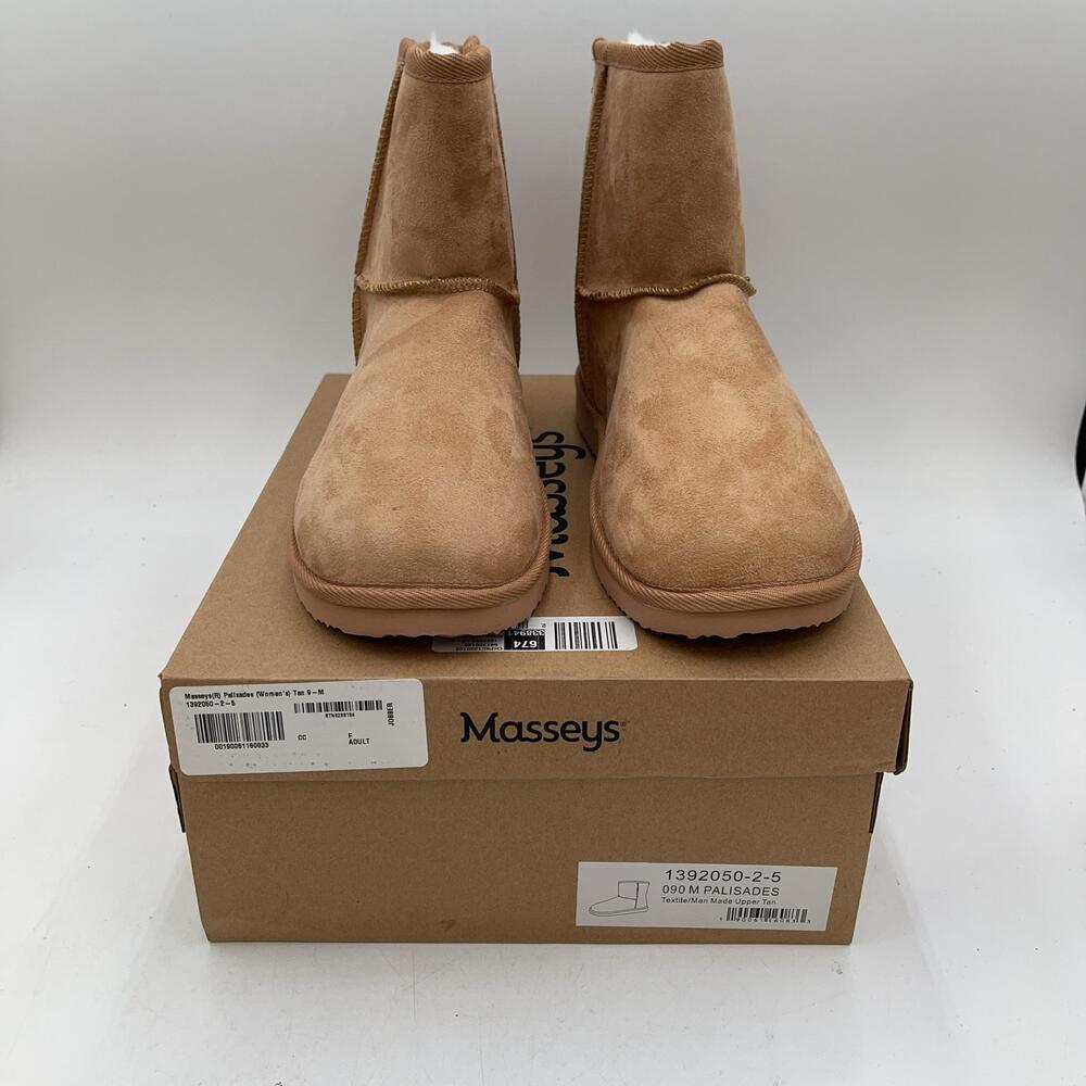 Masseys Palisades Boots Womens Brown Synthetic Shearling Ankle New Sz 9